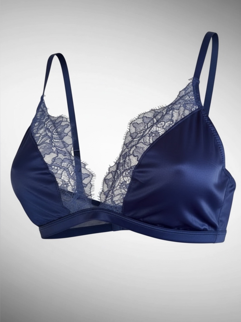 Victoria’s Secret Blue Lace Satin Bralette Size L Wireless